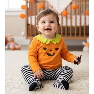 Cat & Jack Baby Pumpkin outfit Orange & Black Size  18m